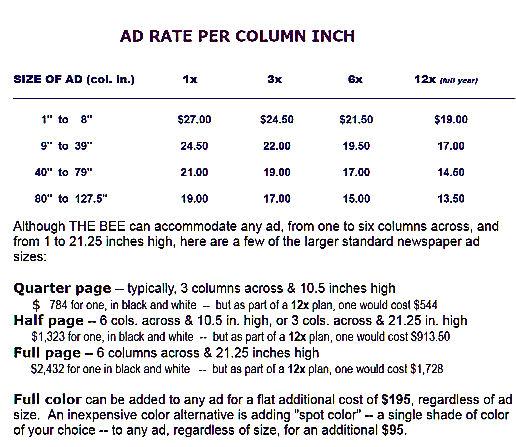 BEE rate card for advertising