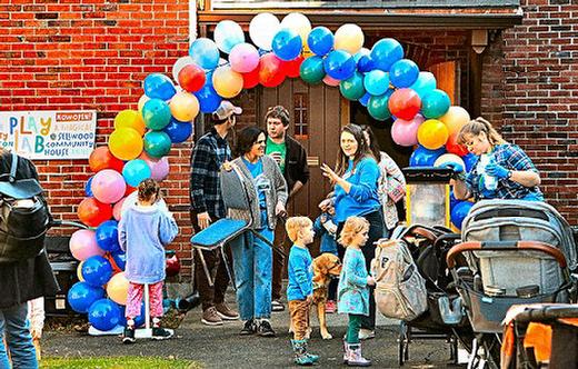 This balloon arch marked the entrance to the new PlayLab, during its grand opening on March 1st in Sellwood.