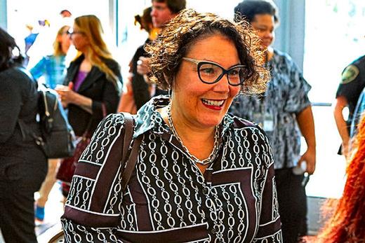 On her way into the Franklin High School Theater, Multnomah County Chair Jessica Vega Pederson stopped to chat with constituents, before presenting her 2023 State of the County address.