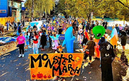 For the first time in four years, this October the Moreland Monster March parade again formed on 14th Avenue in front of Llewellyn Elementary School, in Westmoreland.