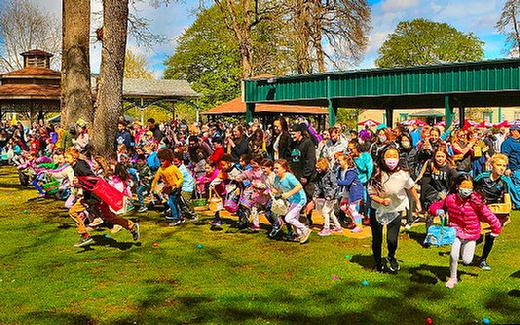 The moment arrives, the signal is given, and the kids are off�to collect their Easter Eggs at Oaks Park! Seven minutes later, all the eggs had been found and claimed.