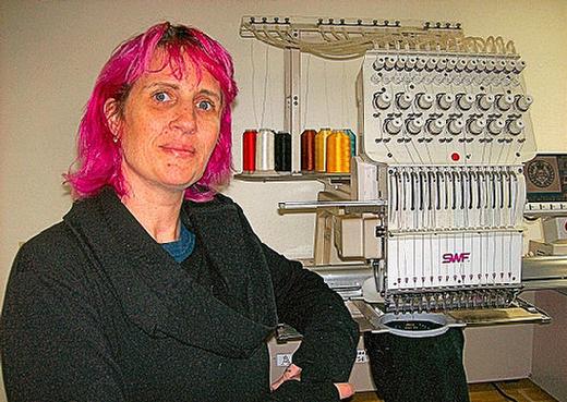 Pulp Stitchin� owner Brooklynne Tanner, with one of her embroidery machines.